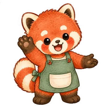 A panda gardener waves hello at the door of a greenhouse.