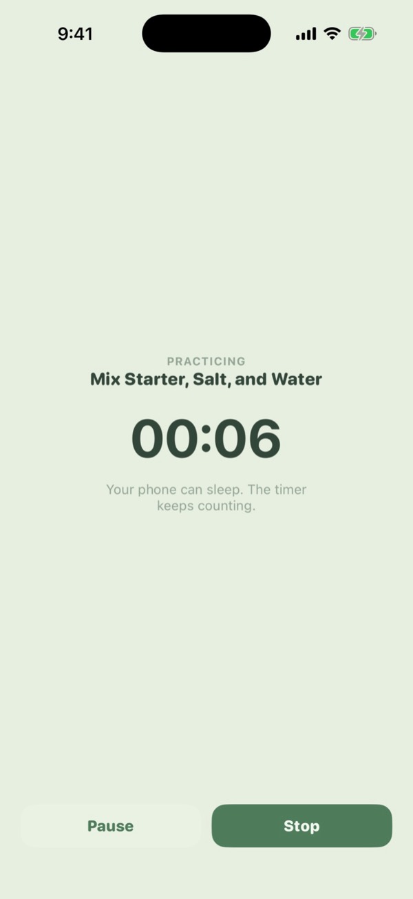 The practice timer for a step.